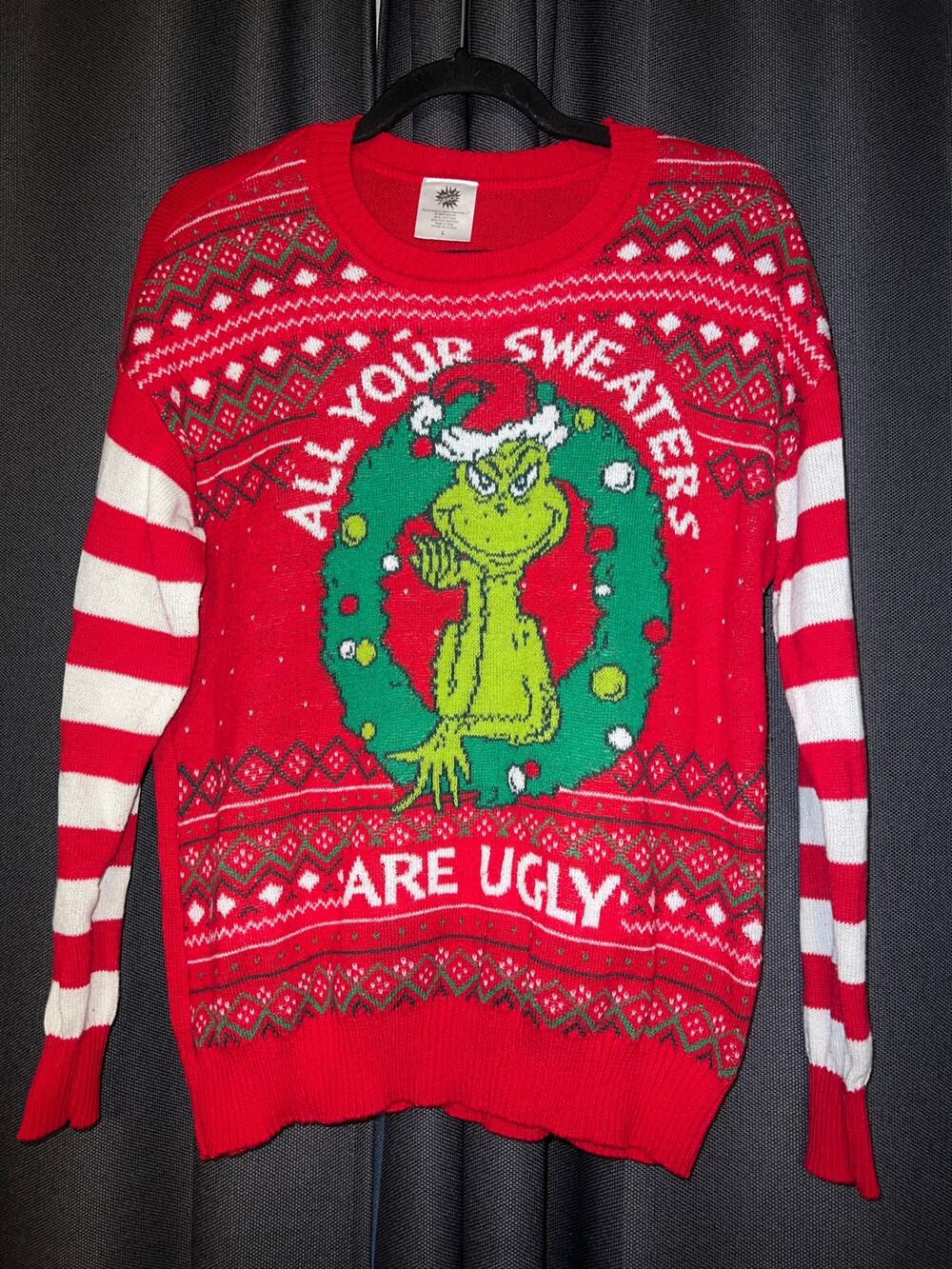 Ugly Christmas Sweater Xmas Size Large Grinch
